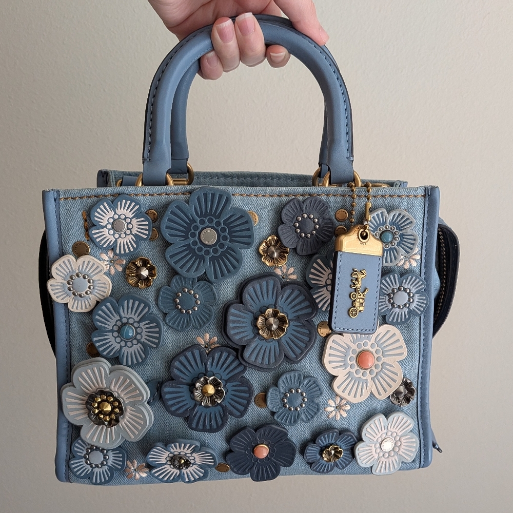 Coach Denim Tea Rose Rogue 25